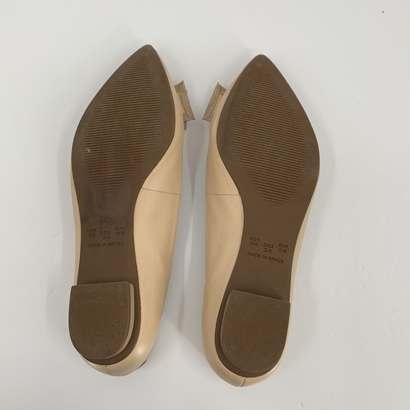 Luz Da Lua pointed toe ballet flat shoe tan cream leather patent bow 36 6 - Picture 6 of 6